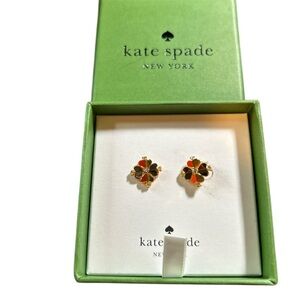 Kate Spade ♠️  NIB Gold and Red Floral Spade Earrings